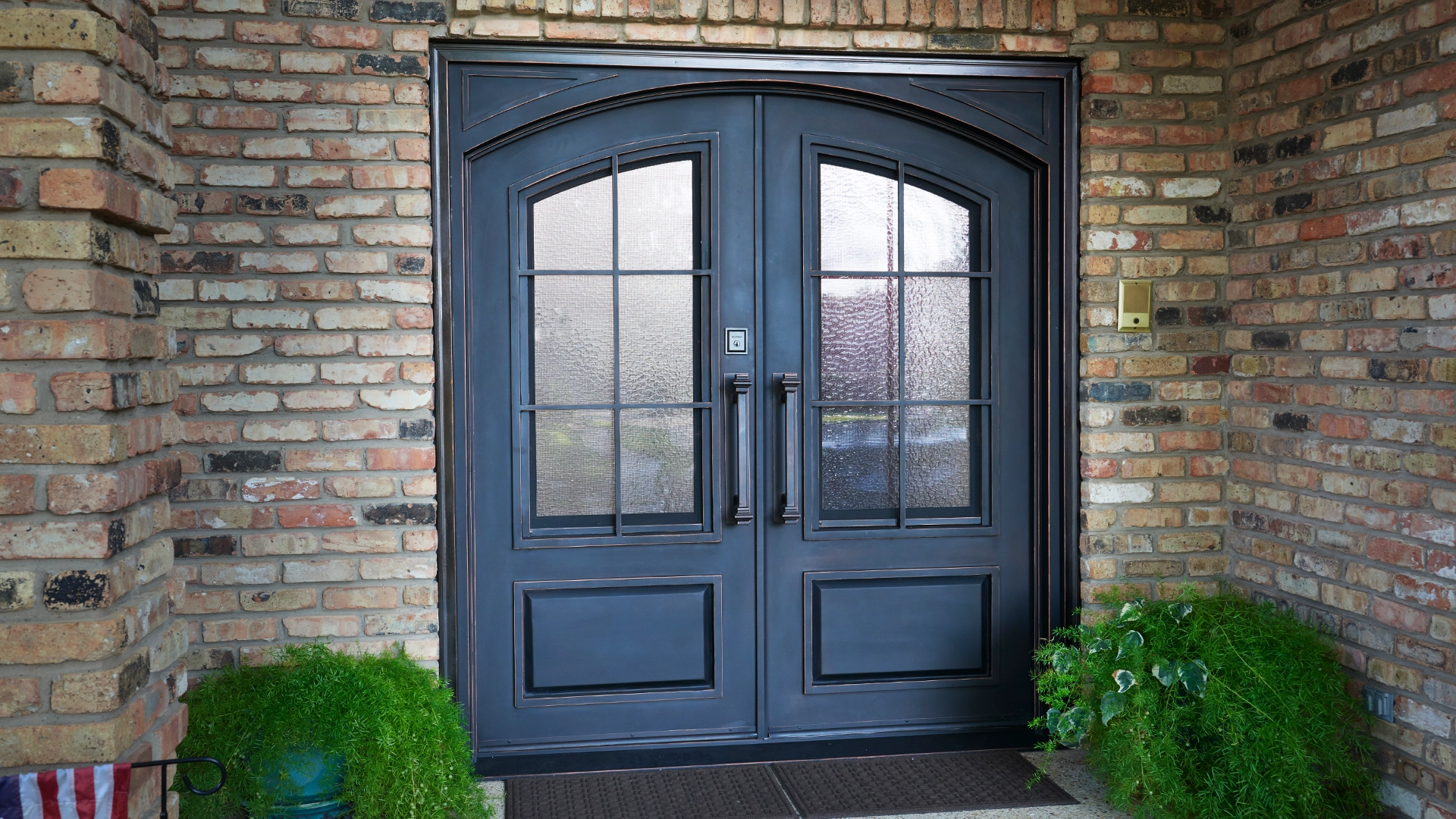 Black iron double door